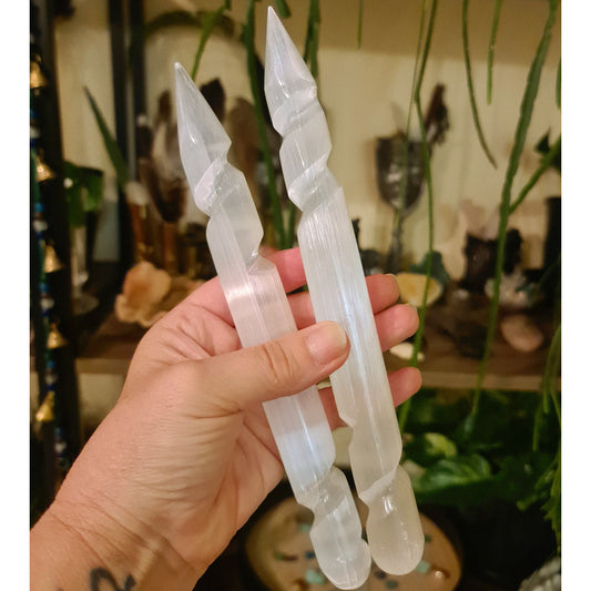 Selenite Spiral Wand