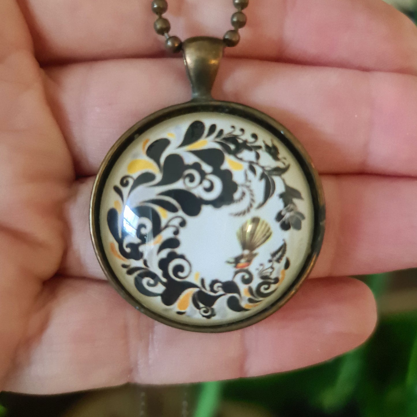 Antique Bronze Glass Pendant