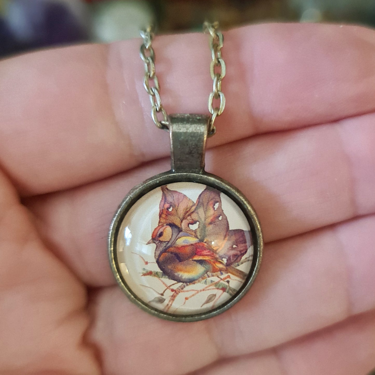 Antique Bronze Glass Pendant