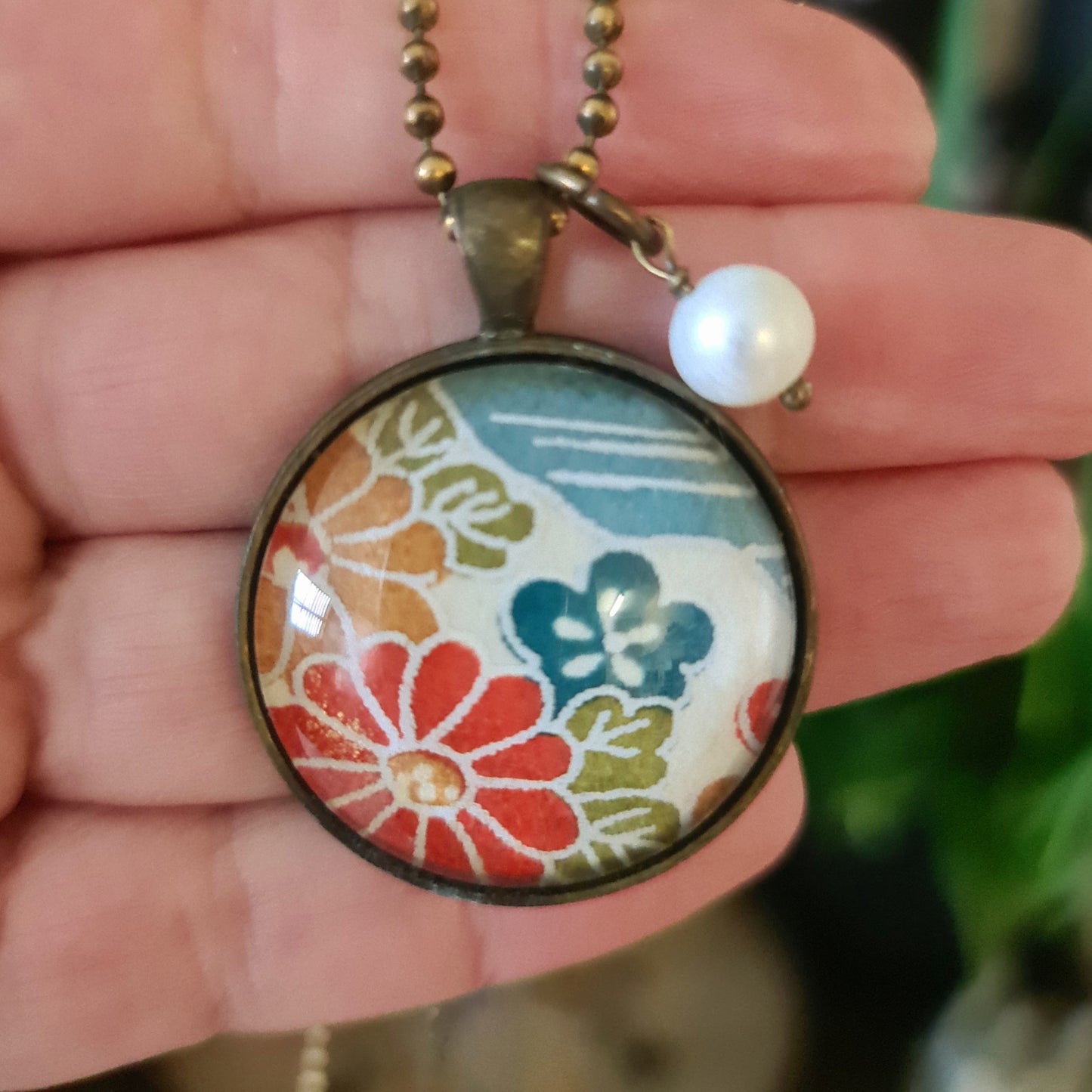 Antique Bronze Glass Pendant