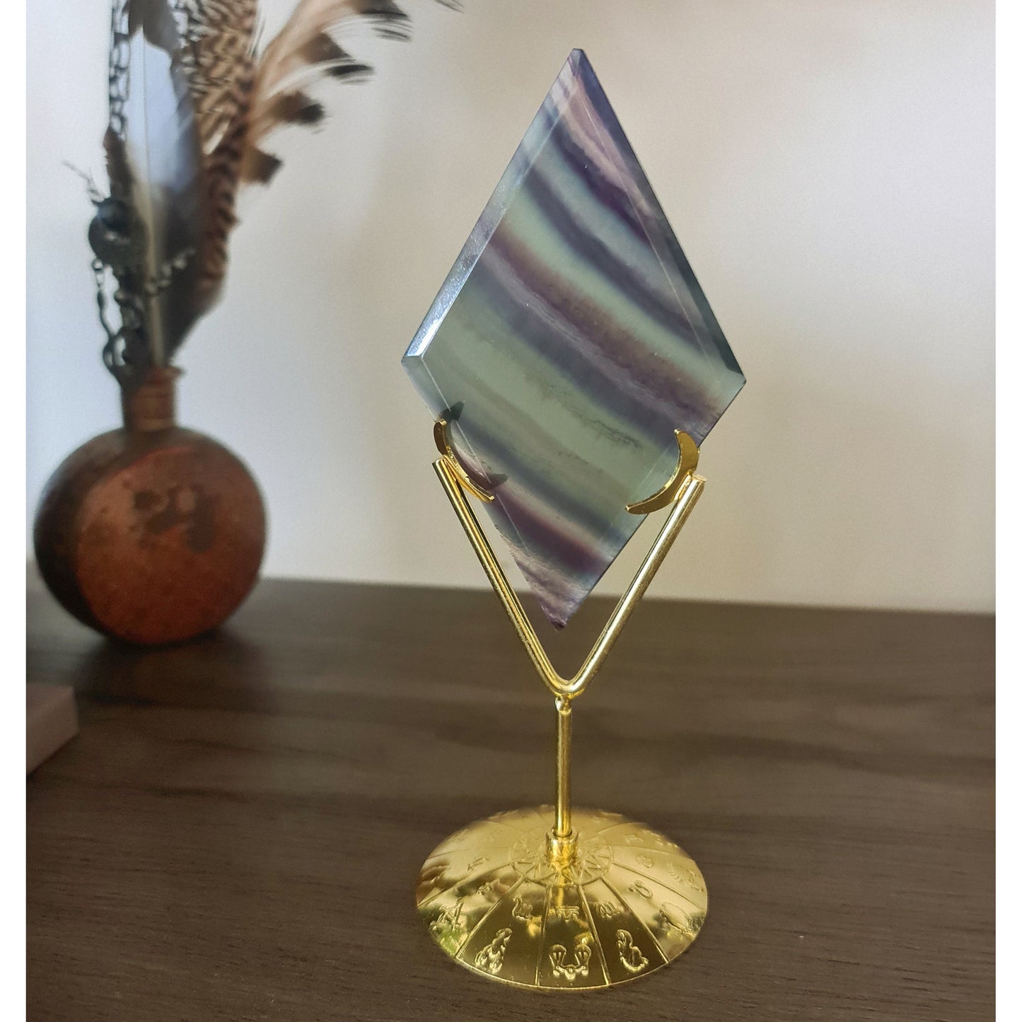 Fluorite Diamond & Zodiac Stand