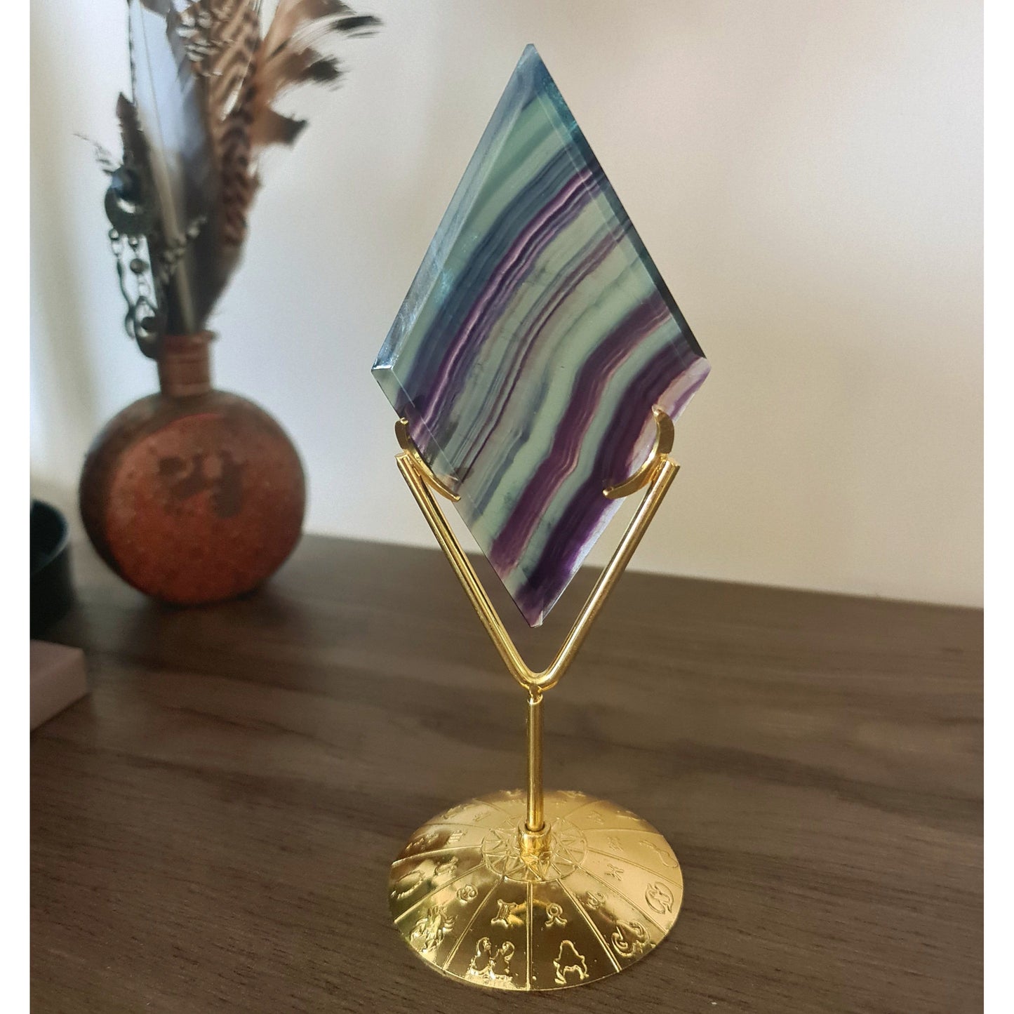 Fluorite Diamond & Zodiac Stand