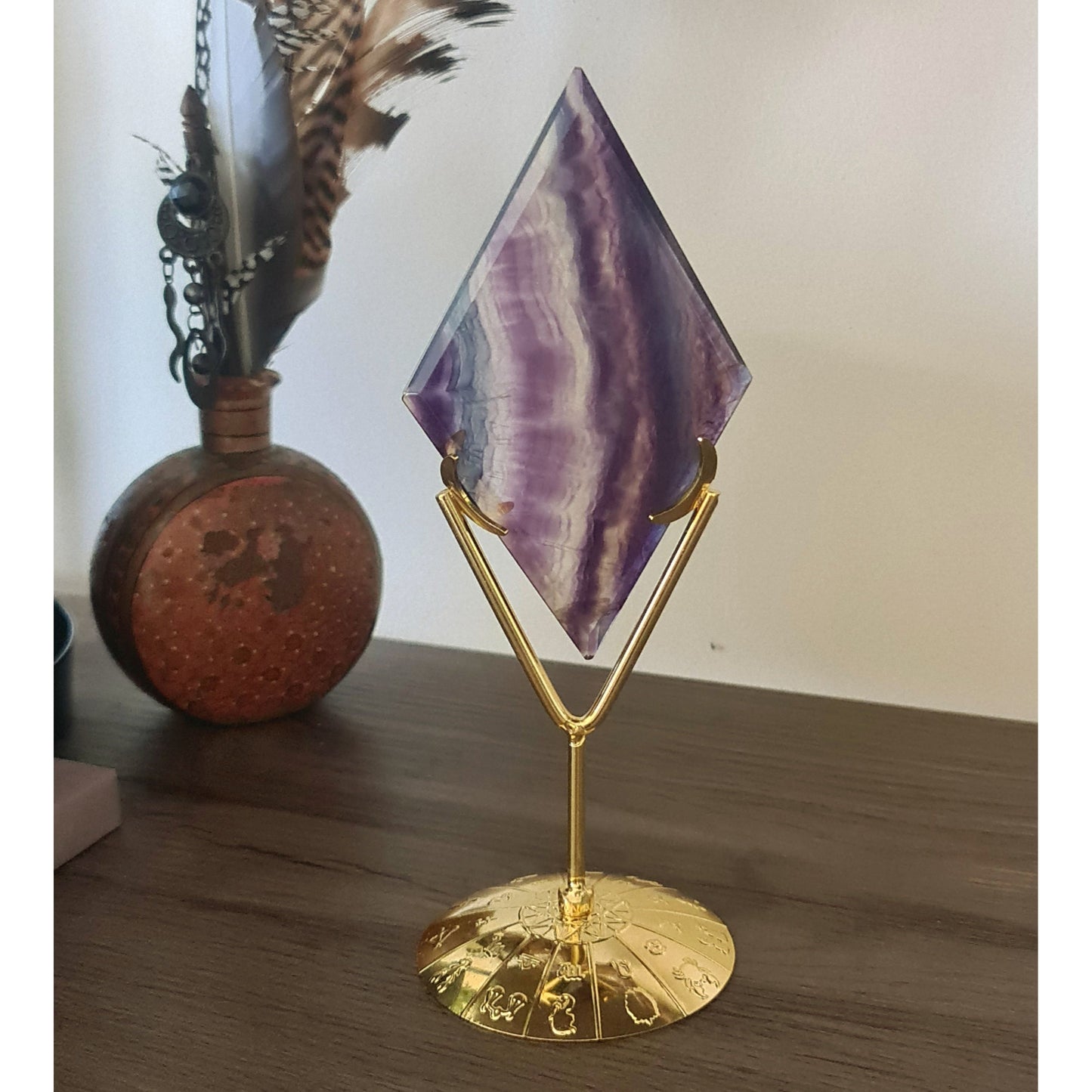 Fluorite Diamond & Zodiac Stand
