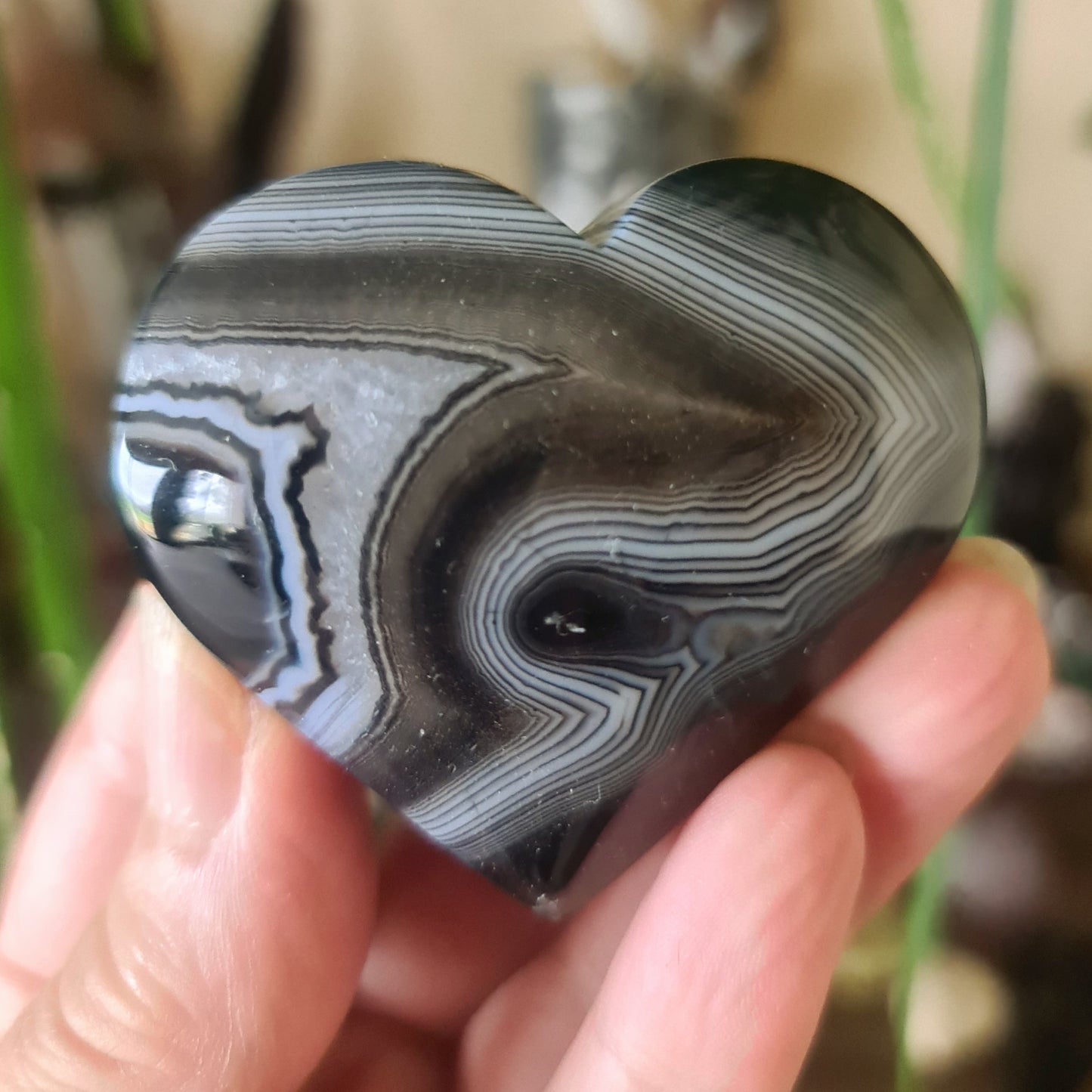 Black Agate Heart - Large