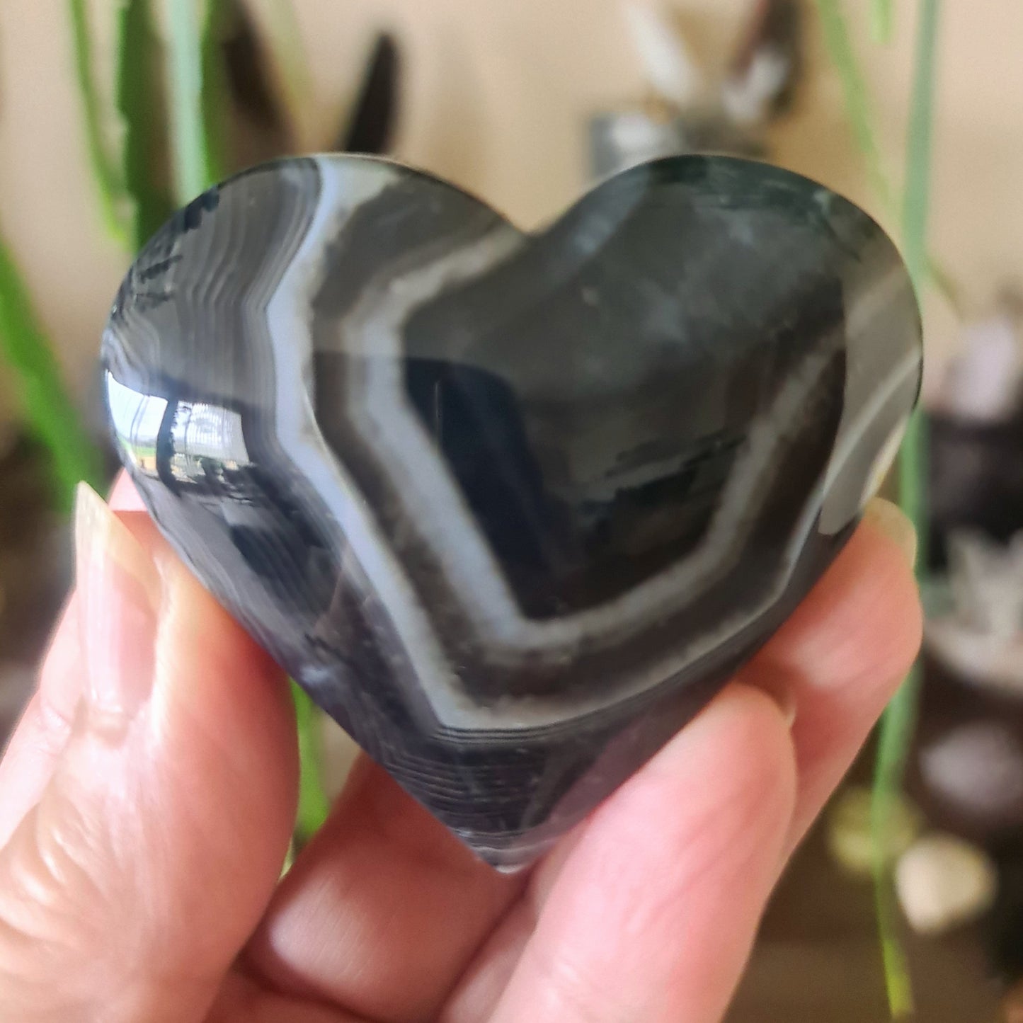 Black Agate Heart - Large