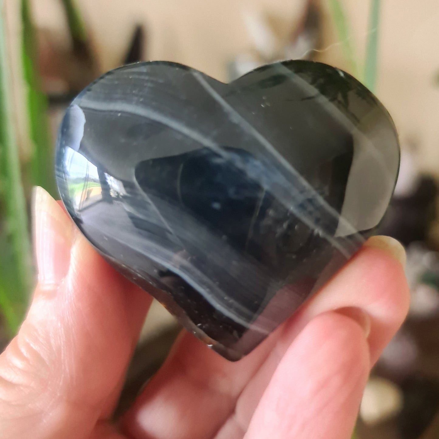 Black Agate Heart - Large