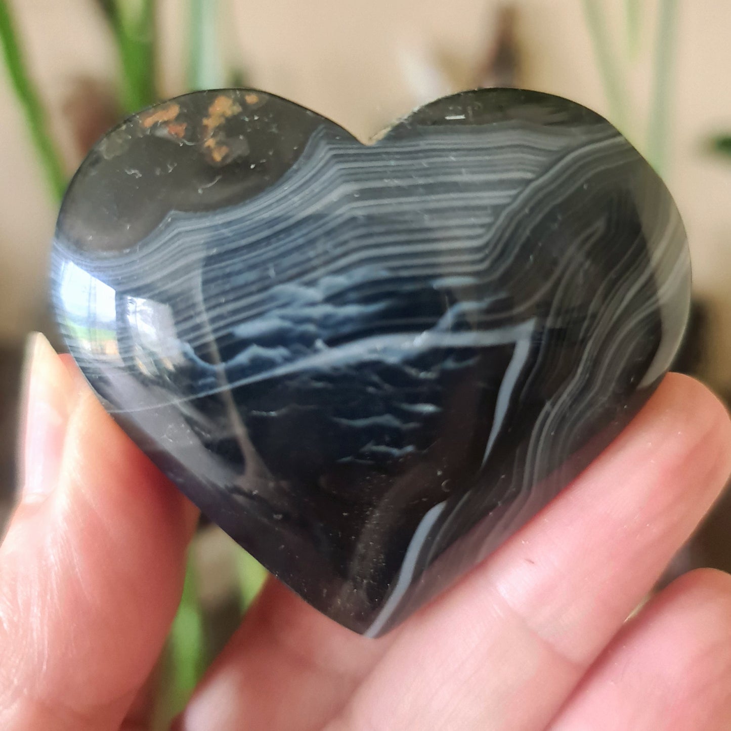 Black Agate Heart - Large
