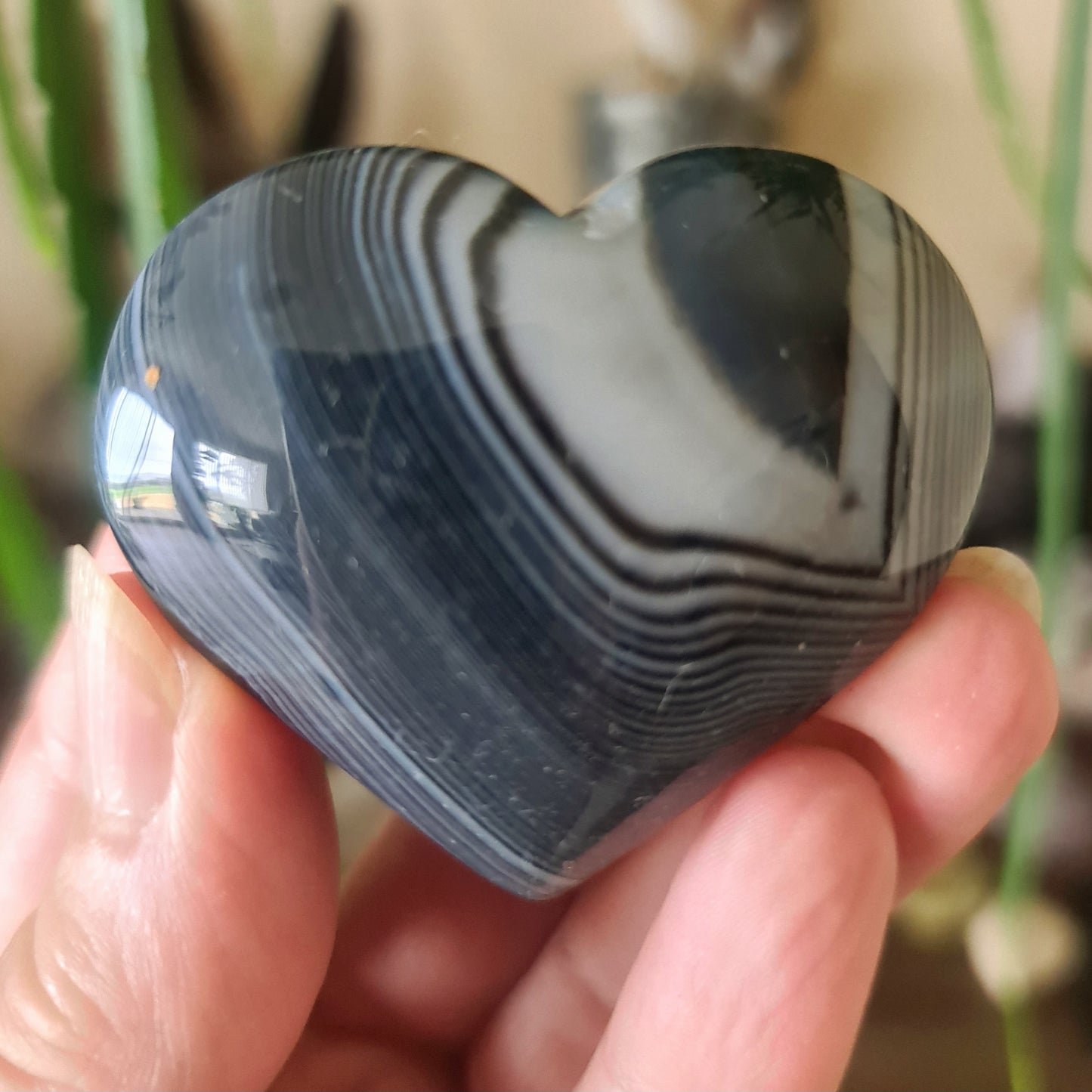 Black Agate Heart - Large
