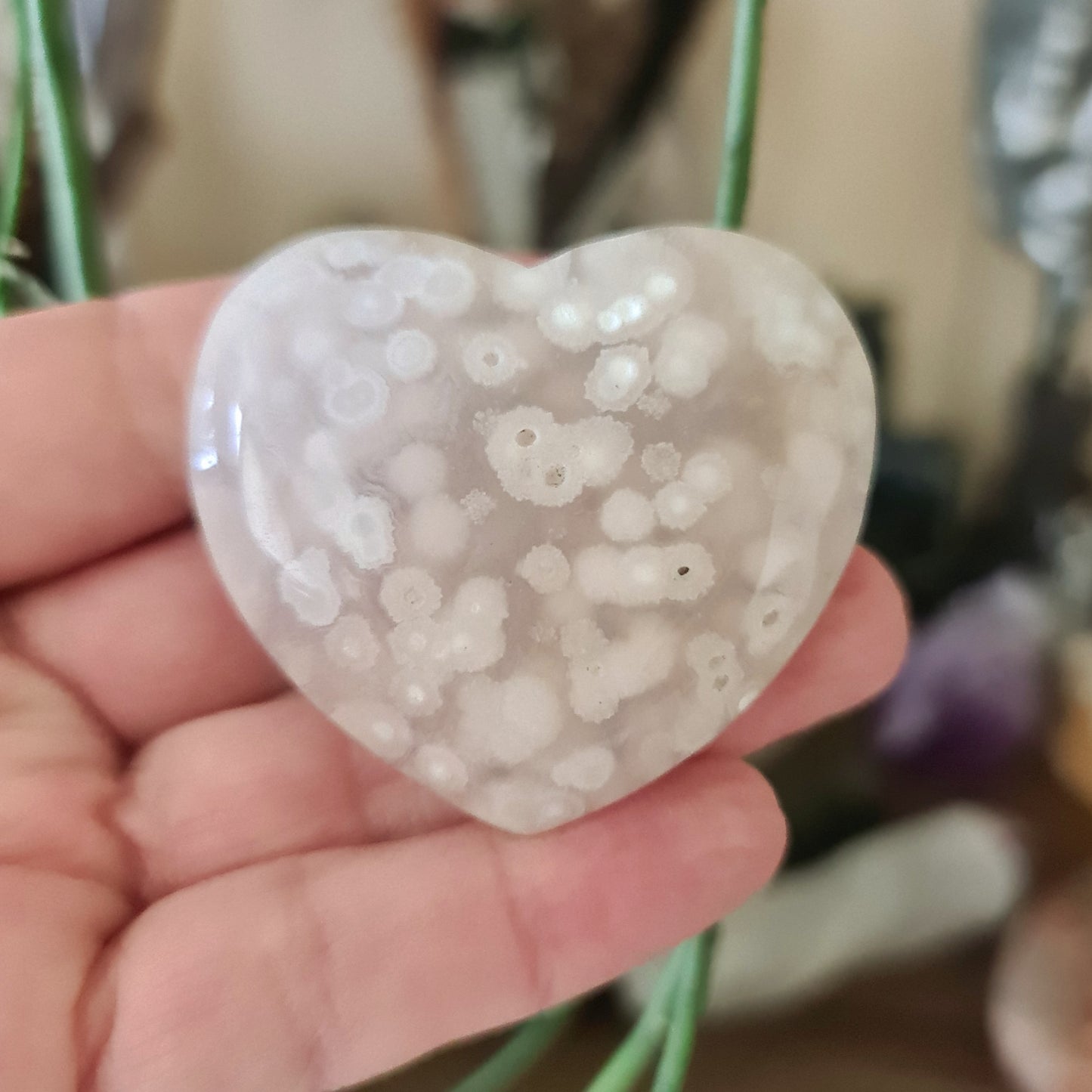 Flower Agate Heart - Medium