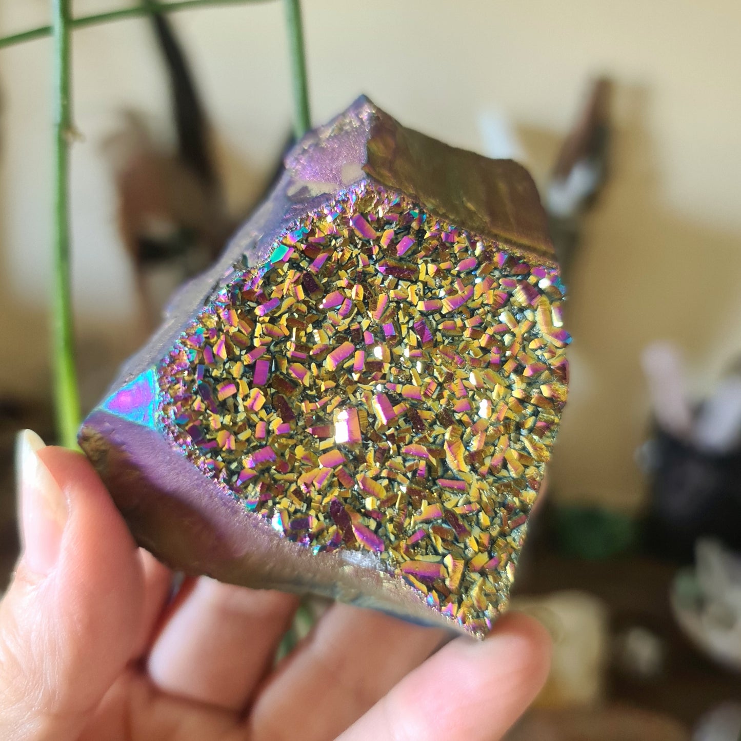 Titanium Aura Quartz Cluster