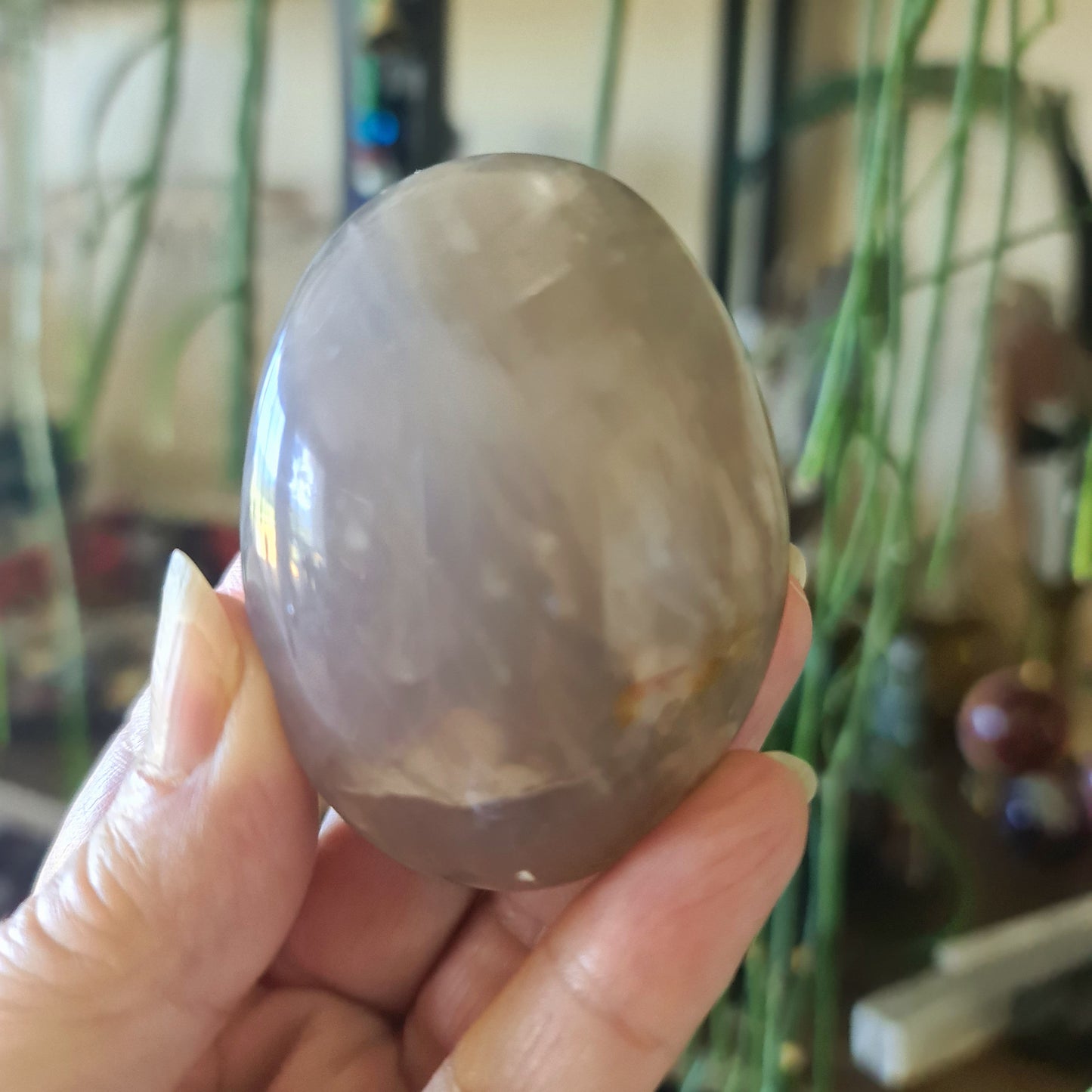 Blue Rose Quartz Palm Stone
