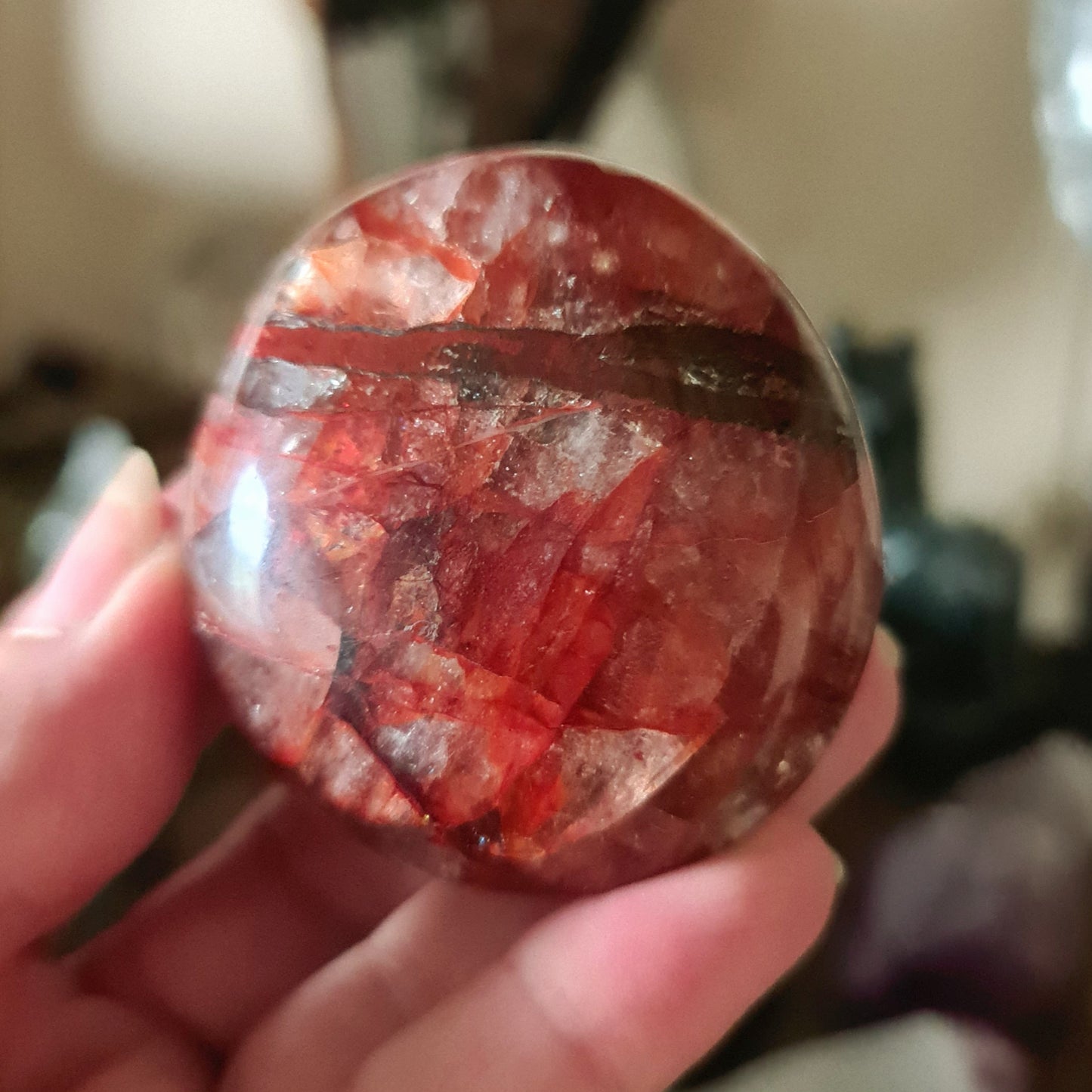 Fire Quartz Palm Stone