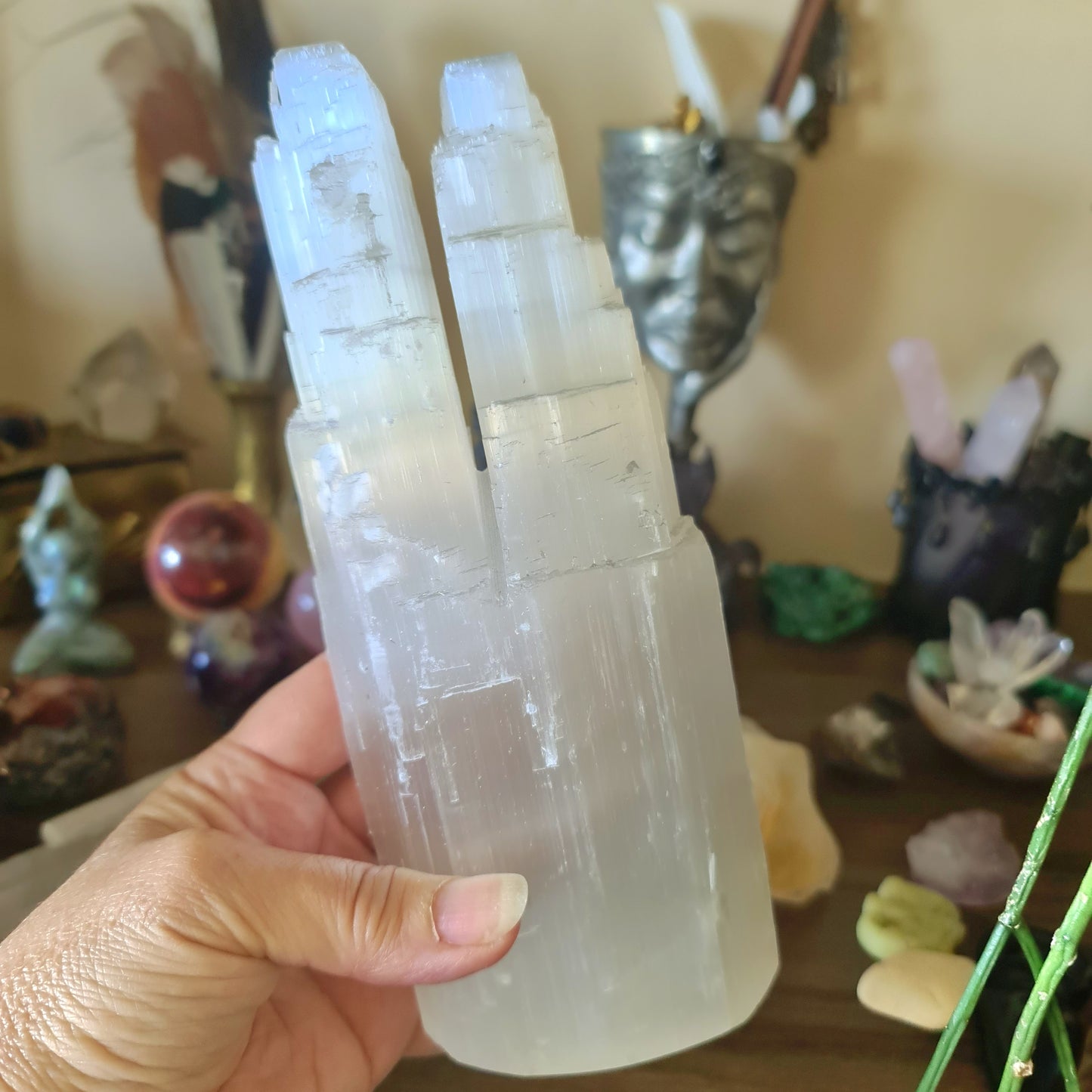 Twin Tower Selenite Lamp