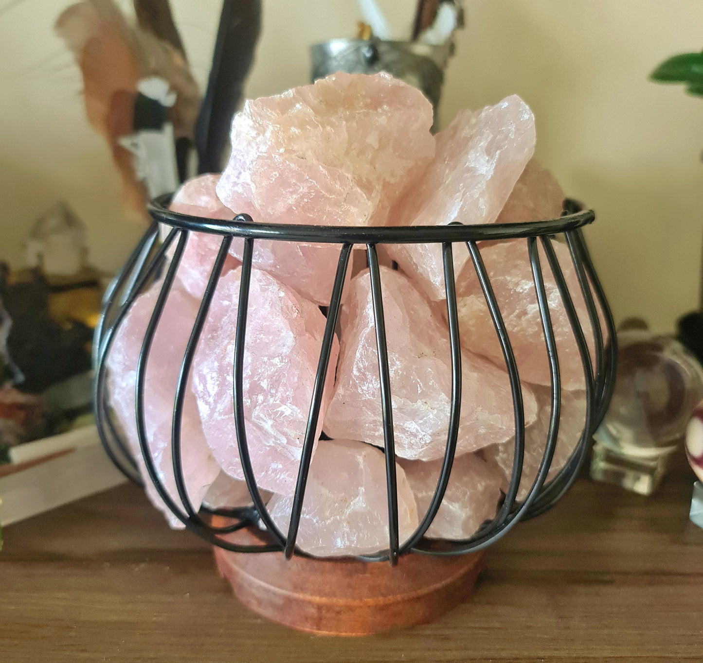Rose Quartz Cage Lamp