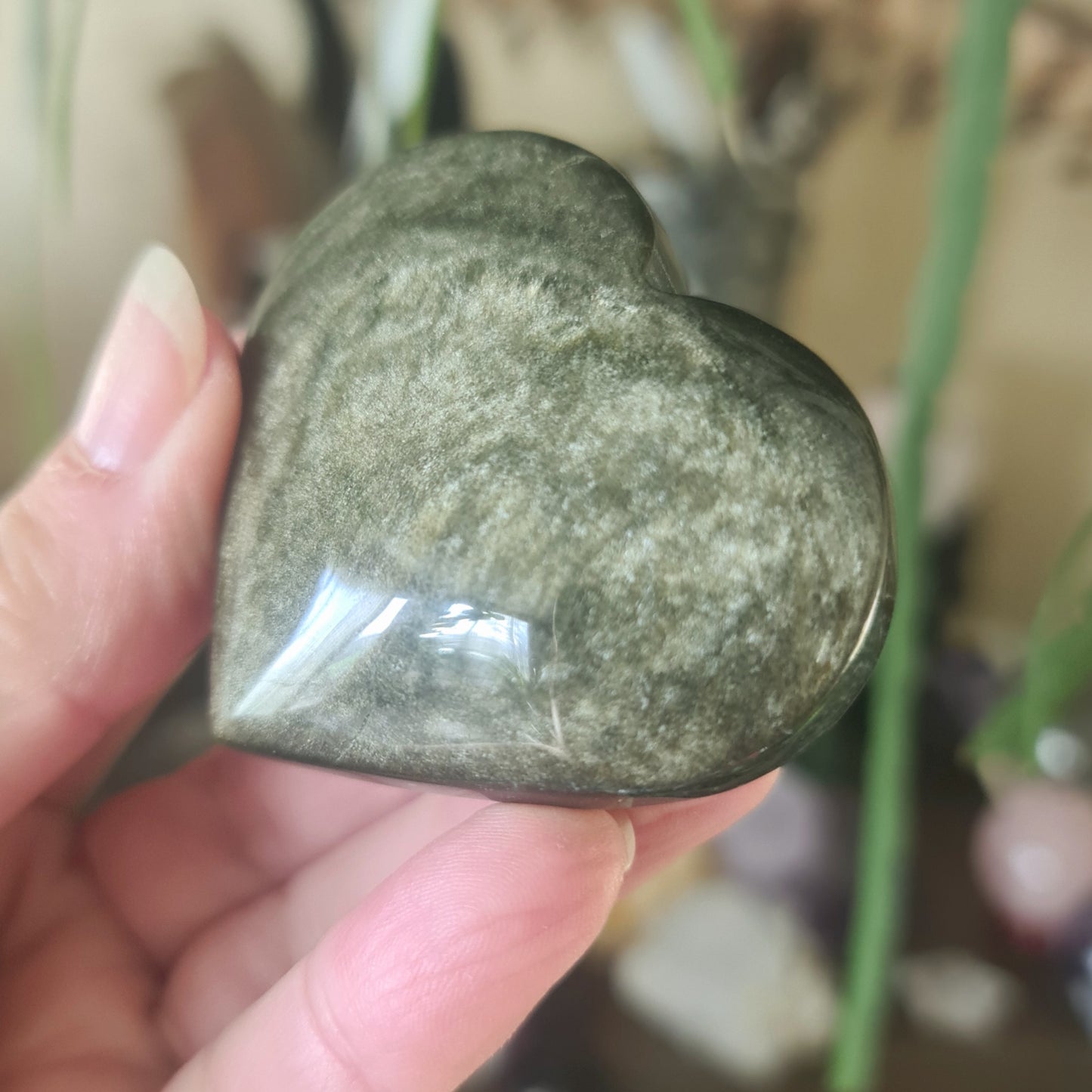 Gold Sheen Obsidian Heart