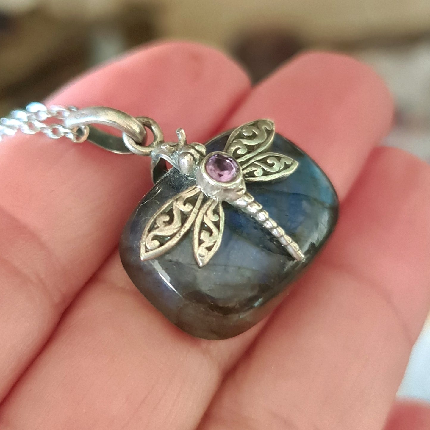 Labradorite Dragonfly Necklace
