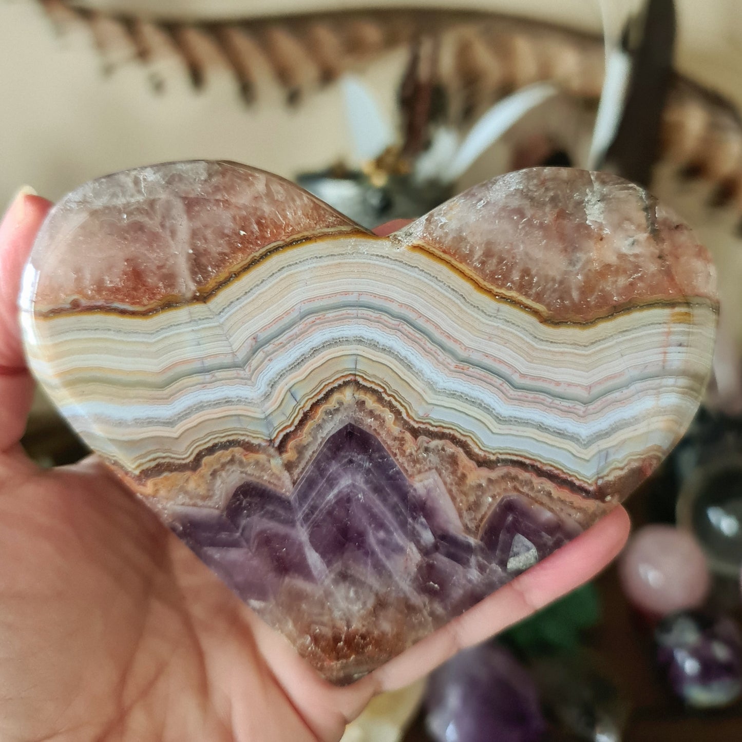 Amethyst Agate Slab Heart (E) - 322Gm