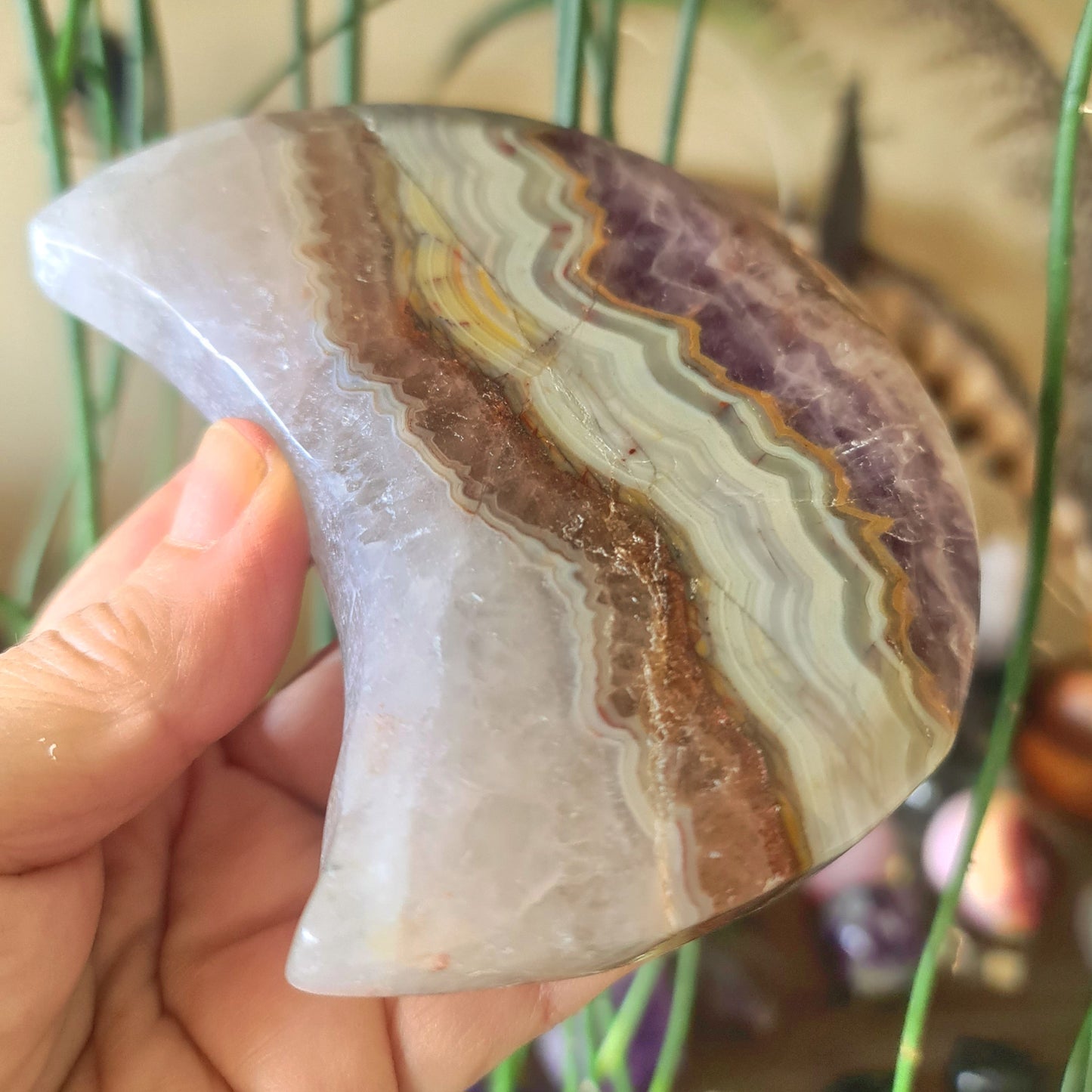 Amethyst Agate Slab Moon (A) - 409Gm