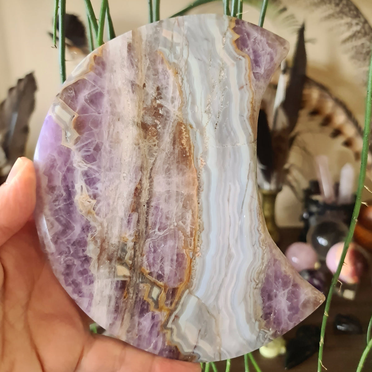 Amethyst Agate Slab Moon (B) - 676Gm