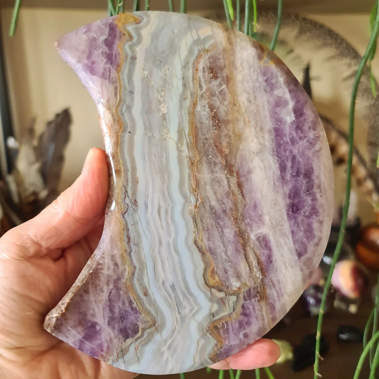 Amethyst Agate Slab Moon (B) - 676Gm
