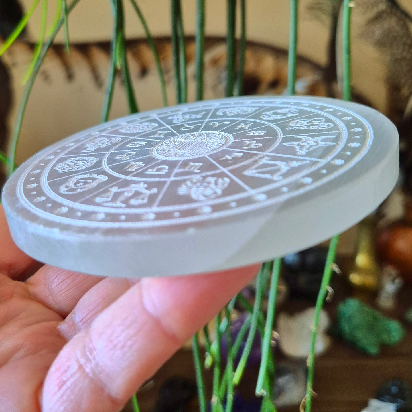Selenite Zodiac Plate