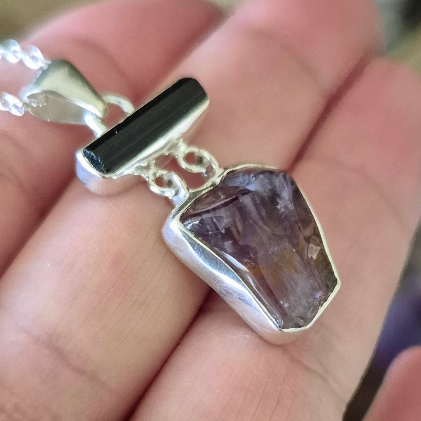 Super Seven & Black Tourmaline Pendant