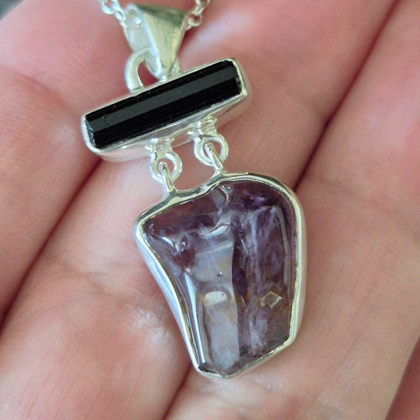 Super Seven & Black Tourmaline Pendant