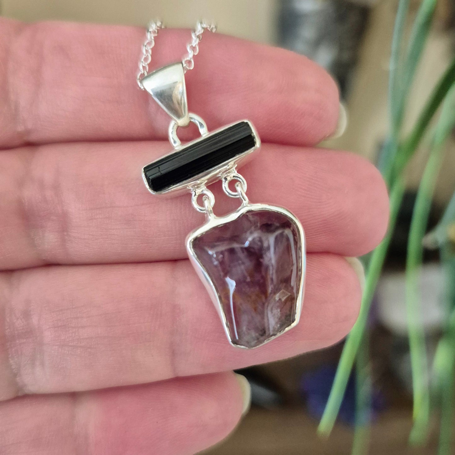 Super Seven & Black Tourmaline Pendant