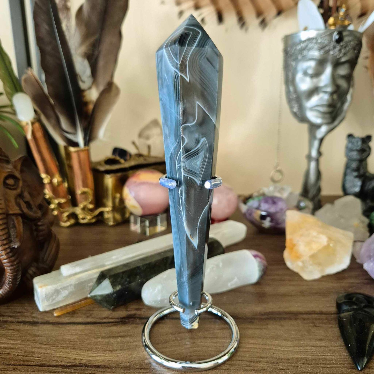 Black Agate Sceptre & Stand