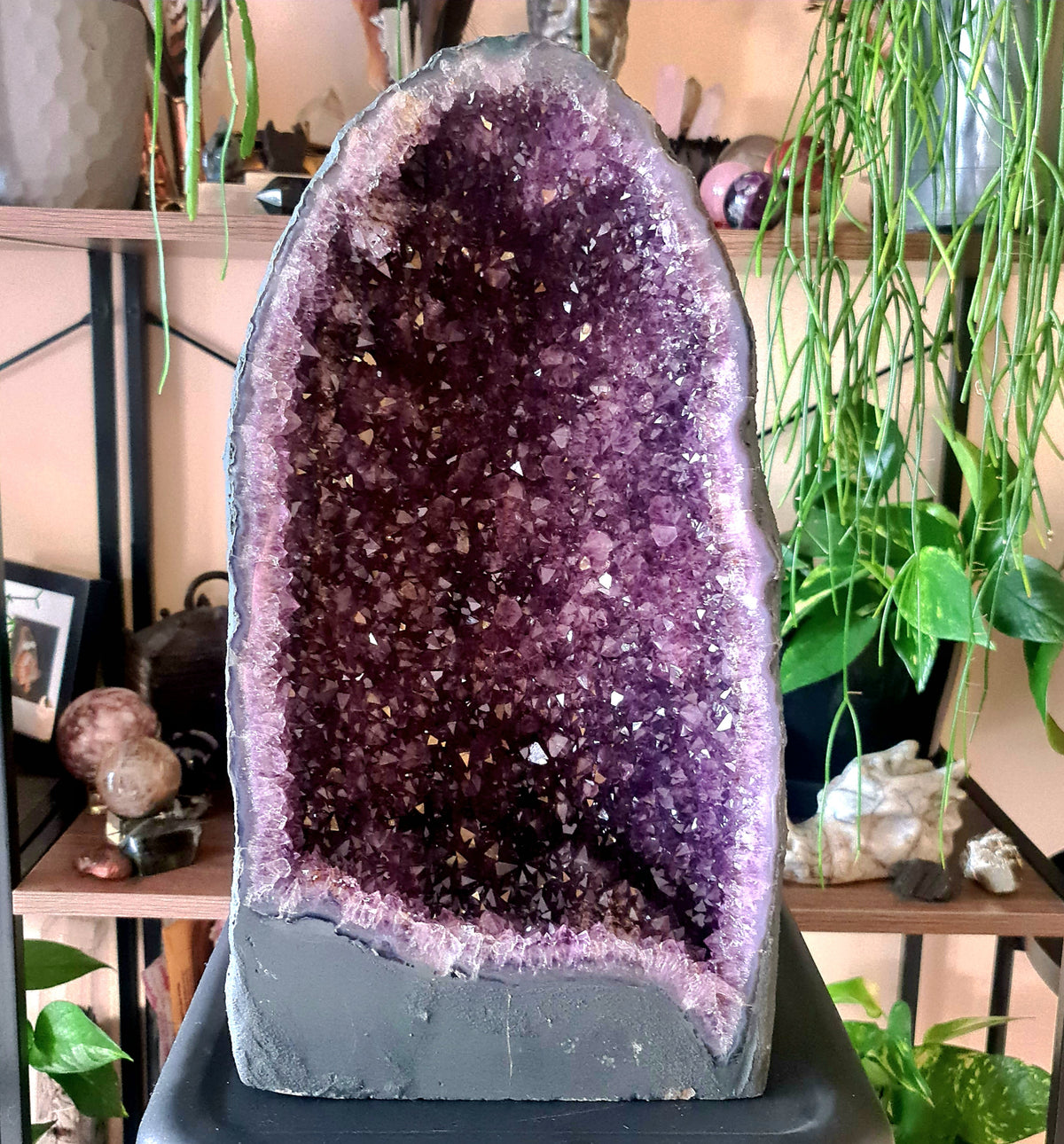 large amethyst cathedral cave with blurred background