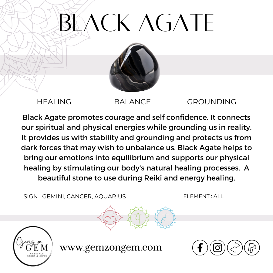 Black Agate Heart - Large