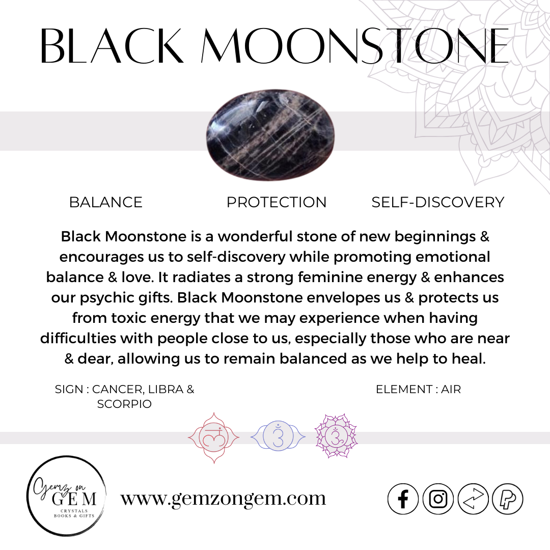 Black Moonstone Palm Stone