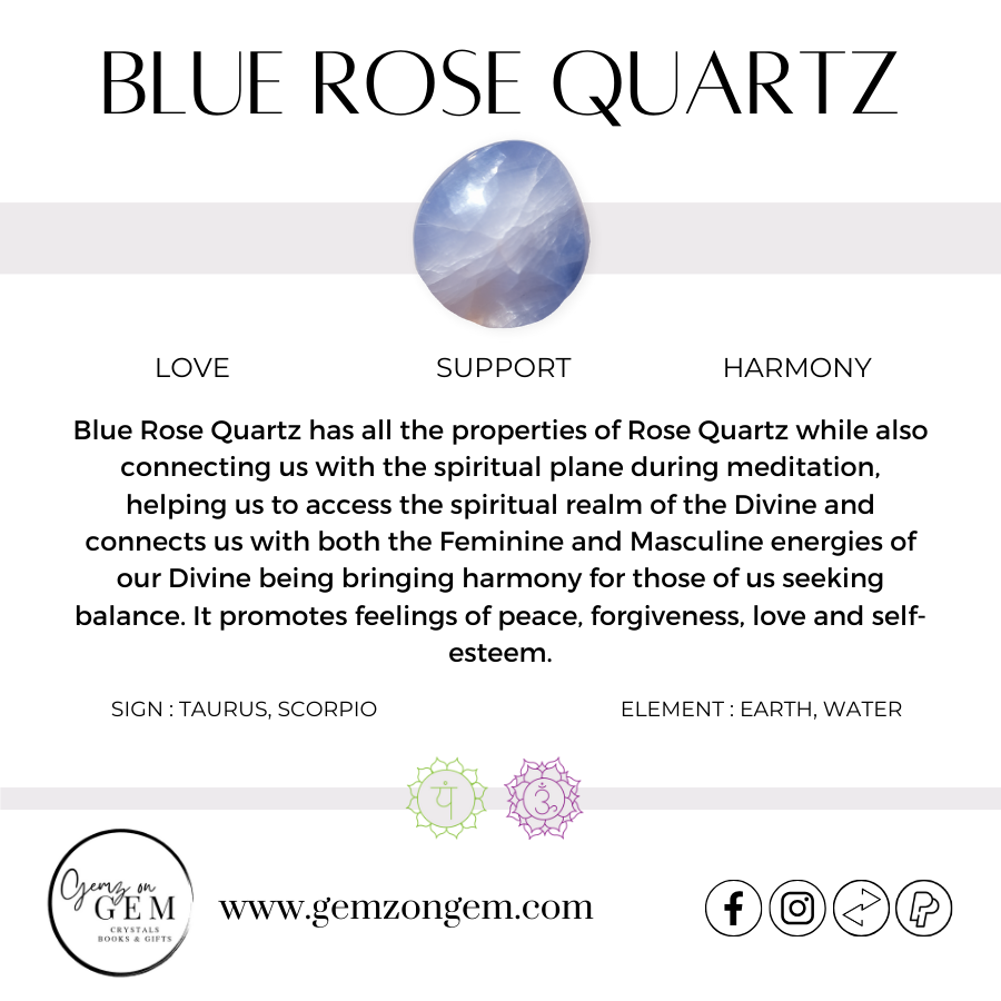 Blue Rose Quartz Palm Stone