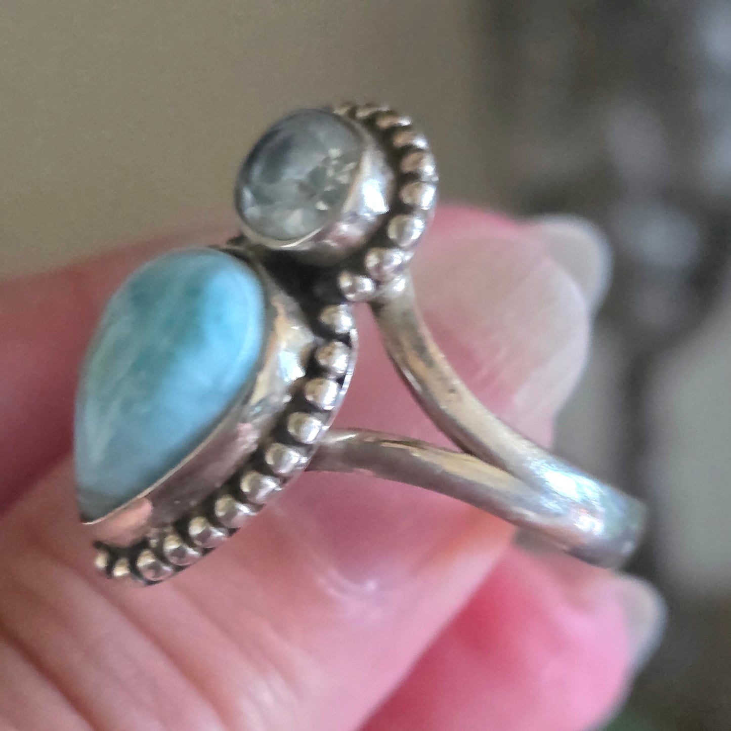 Larimar & Topaz Ring
