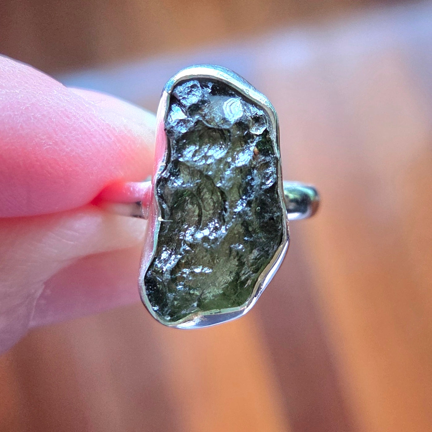 Moldavite Ring Size 8