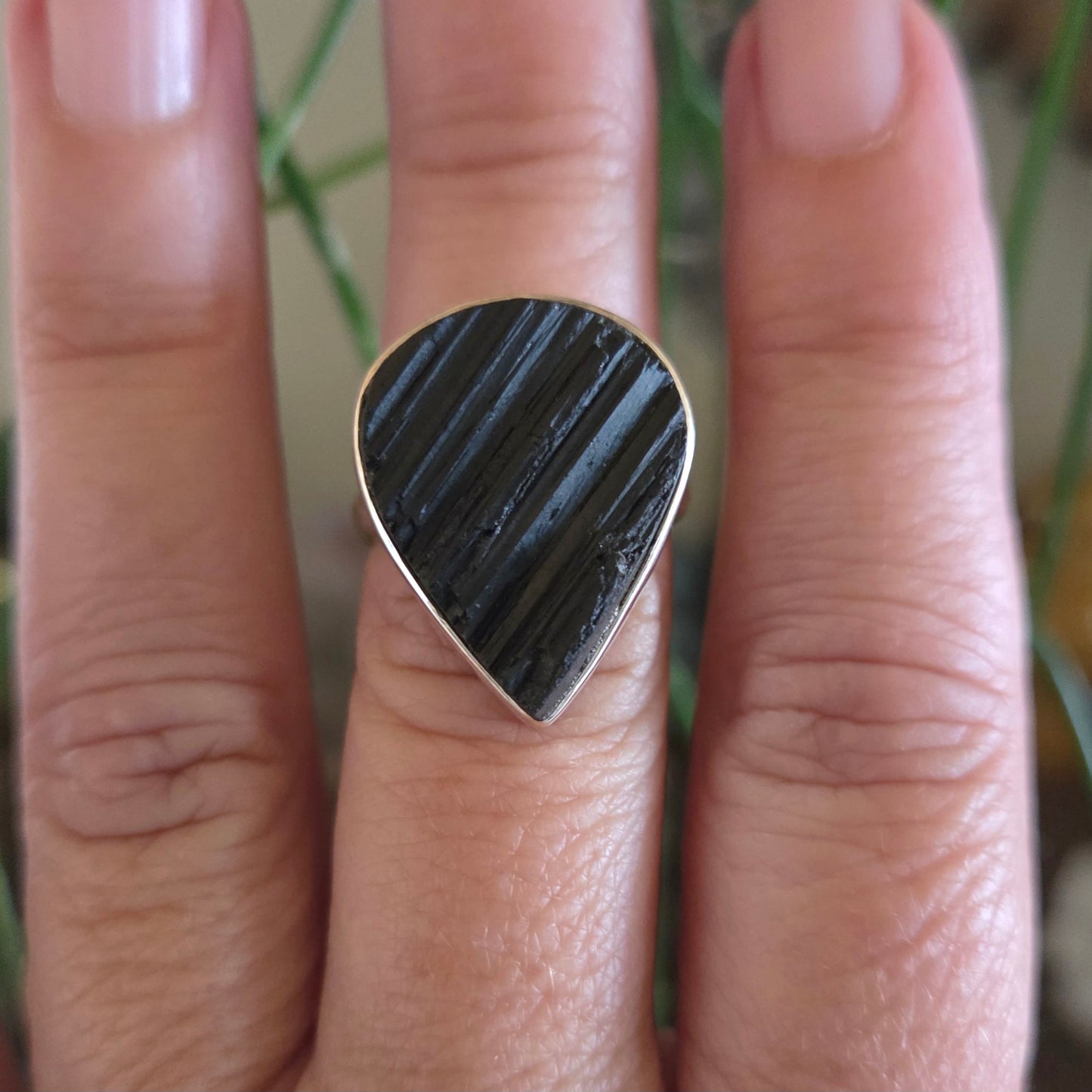 Black Tourmaline Ring Size 8