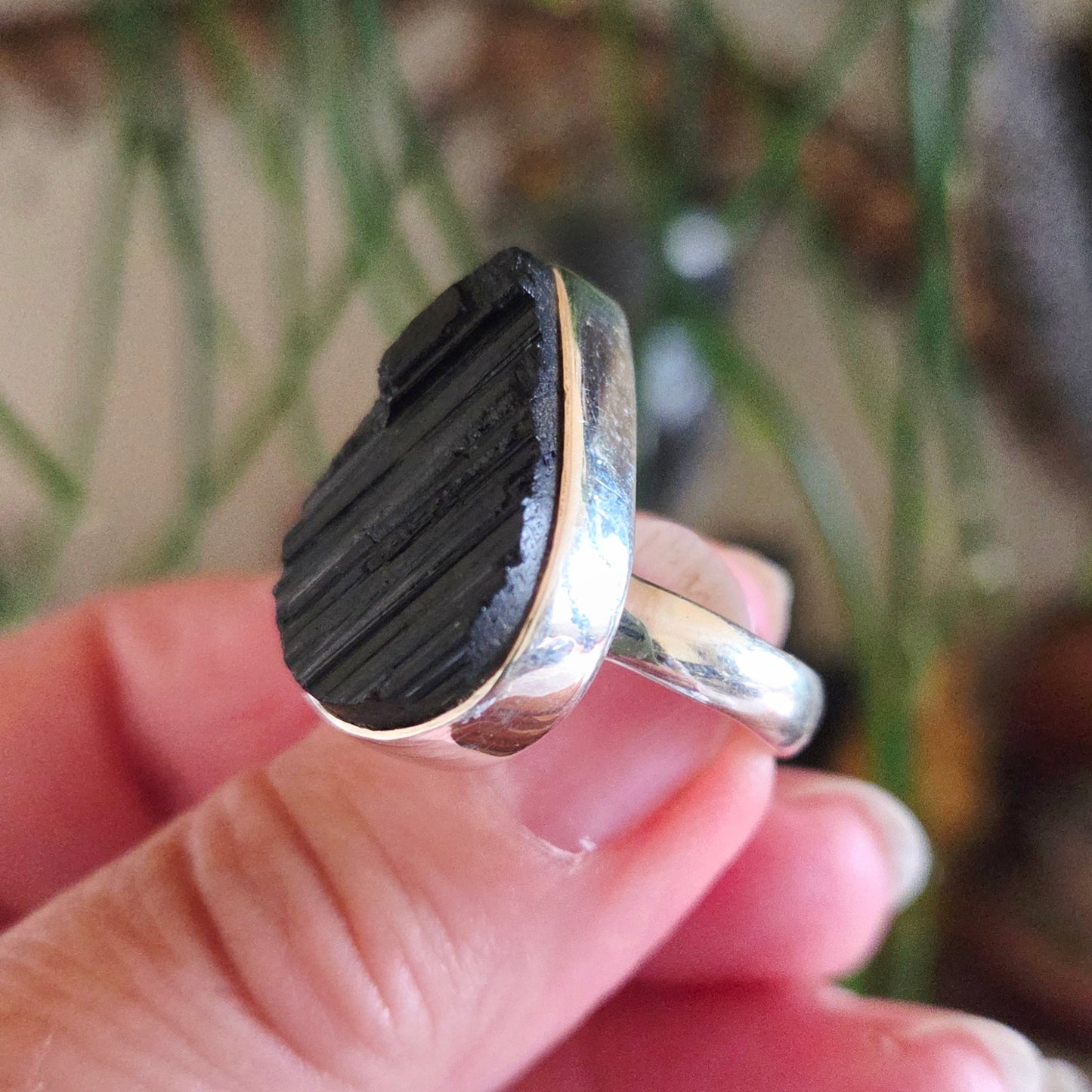 Black Tourmaline Ring Size 8