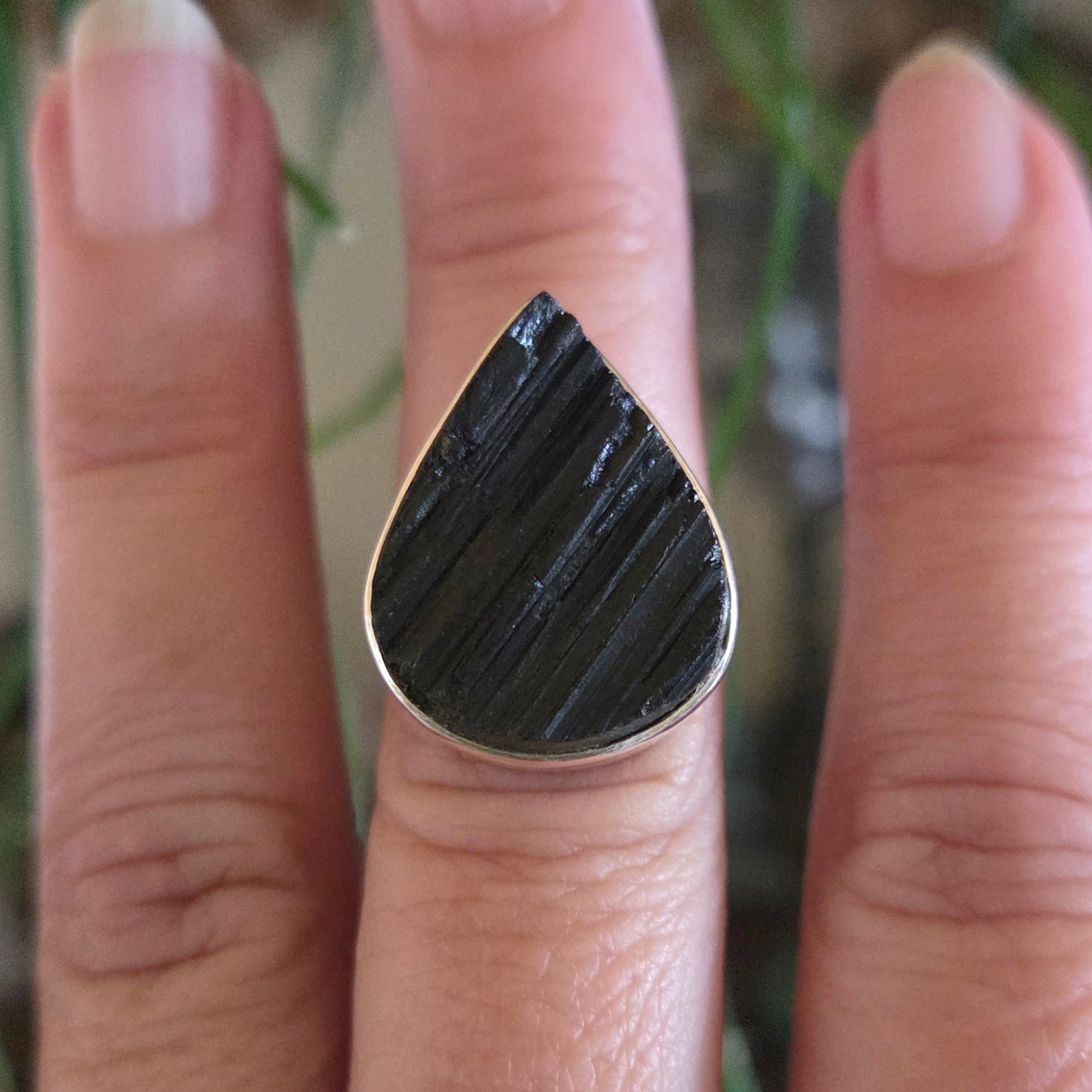 Black Tourmaline Ring Size 8