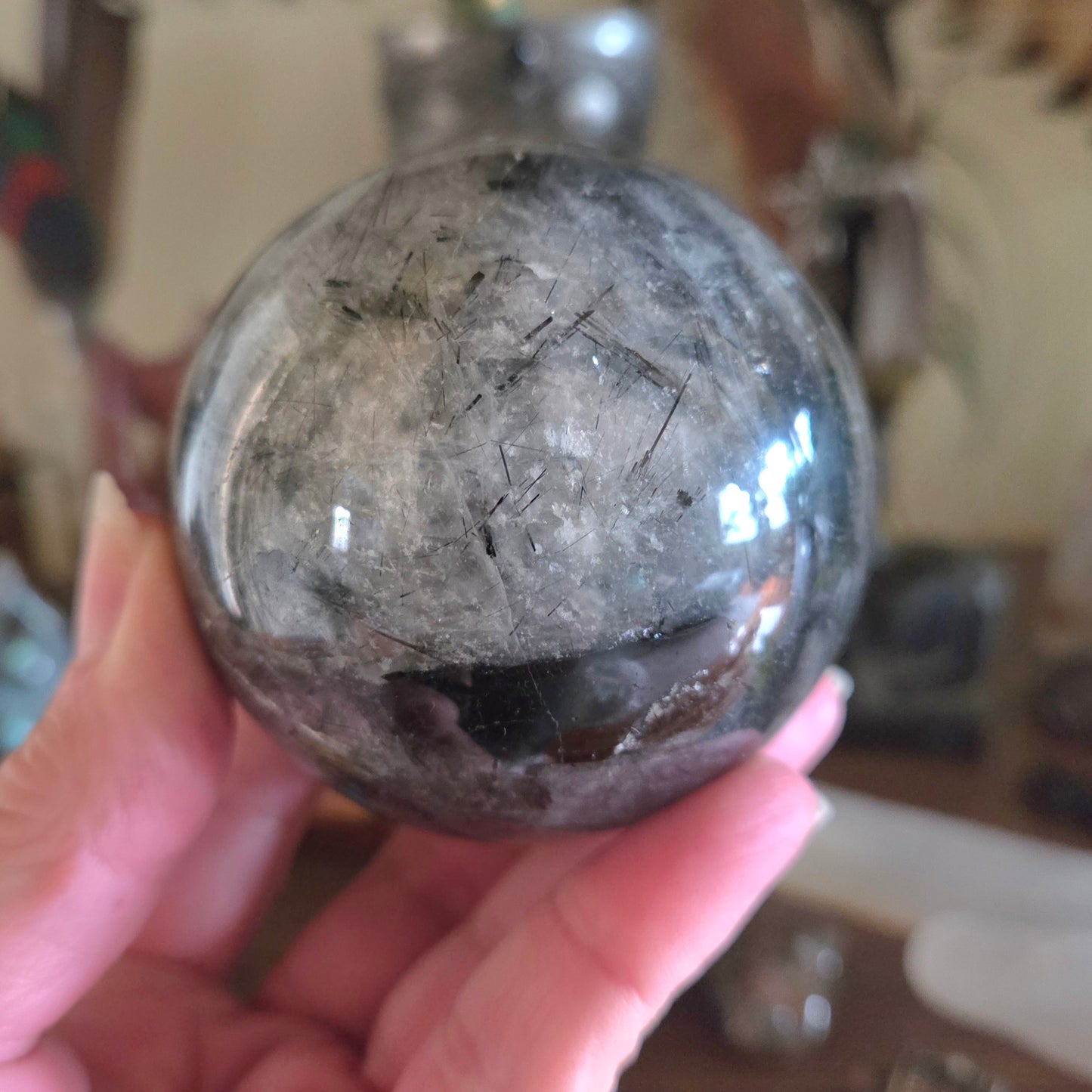 Tourmalinated Quartz Sphere 450gm