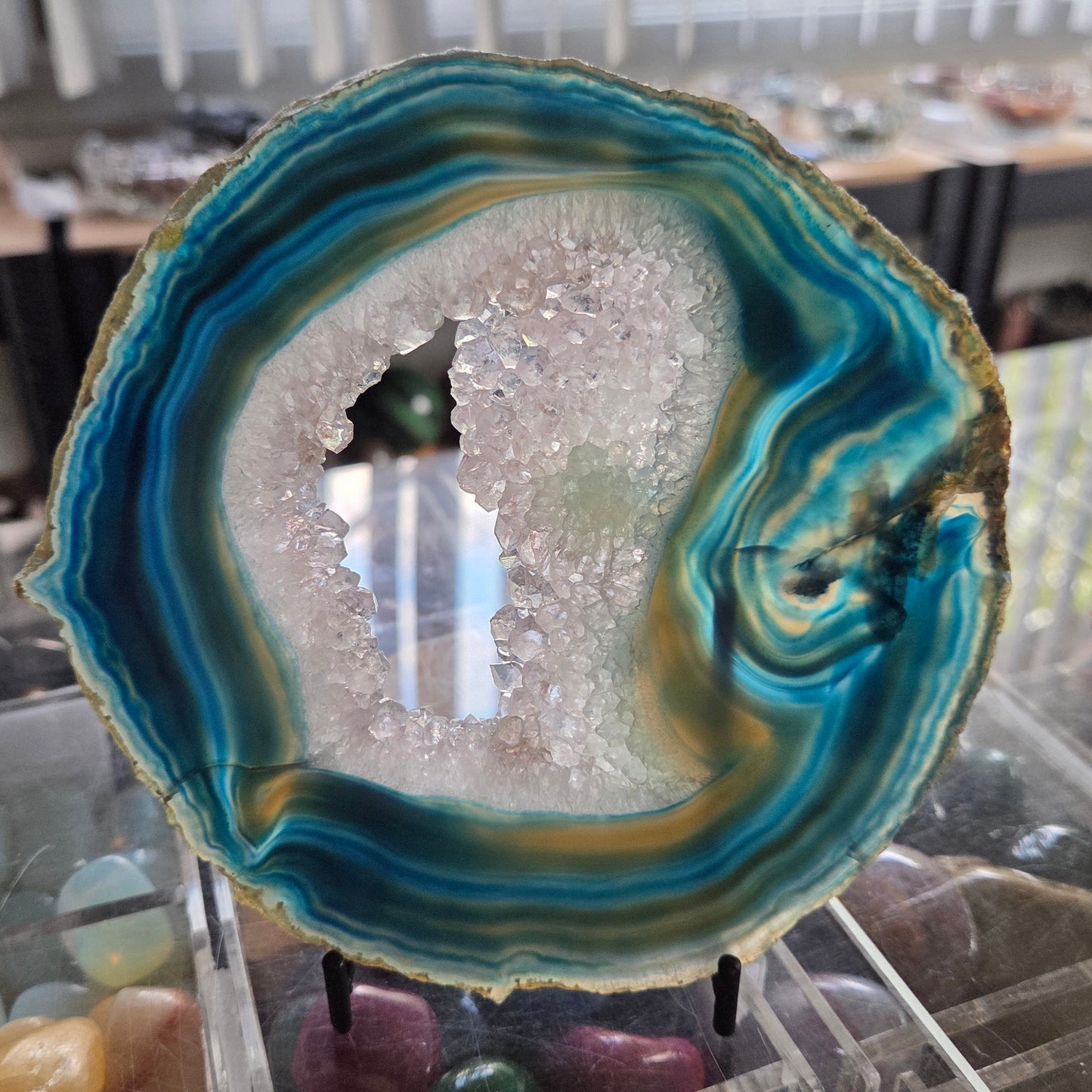 Agate Druzy Slice & Stand
