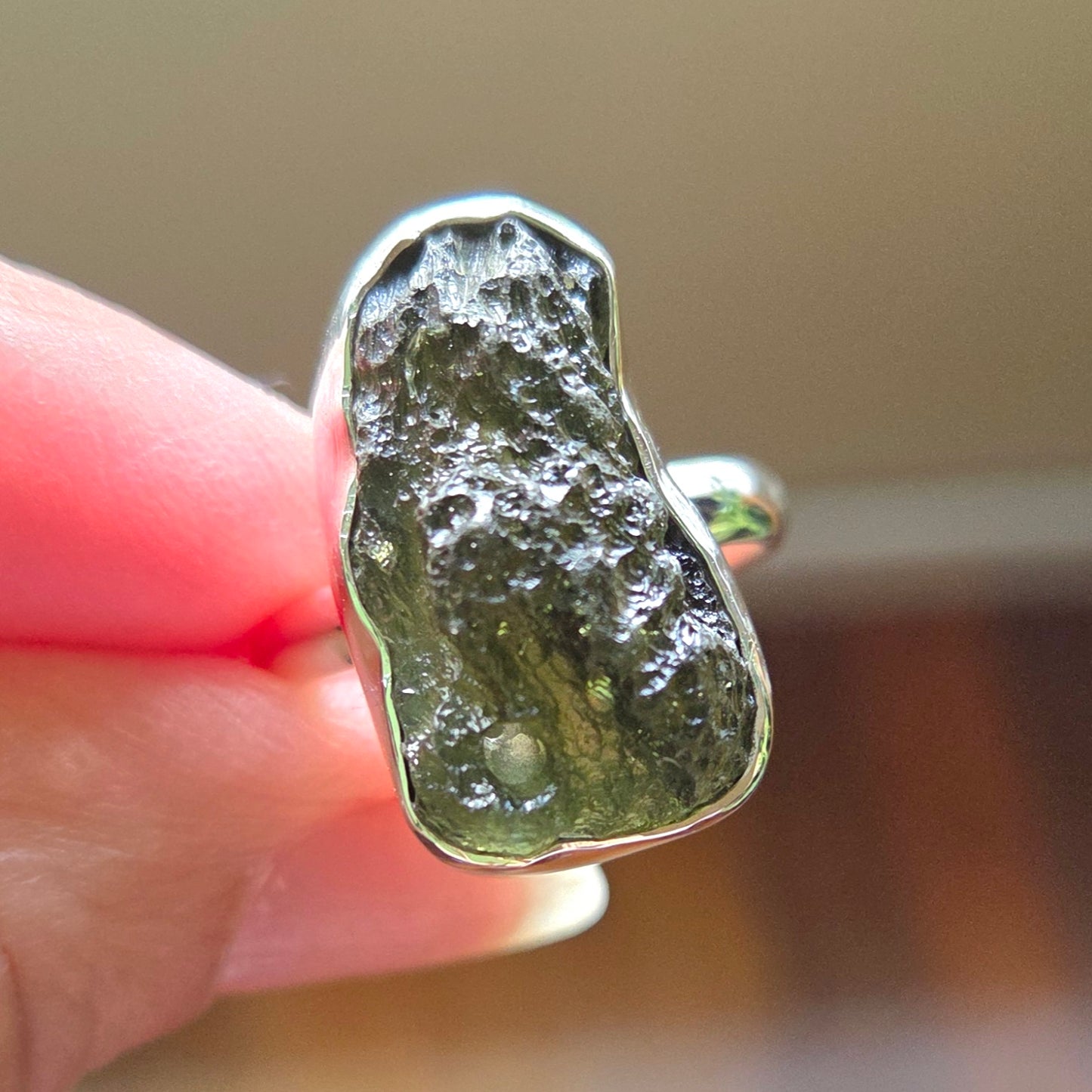Moldavite Ring Size 10