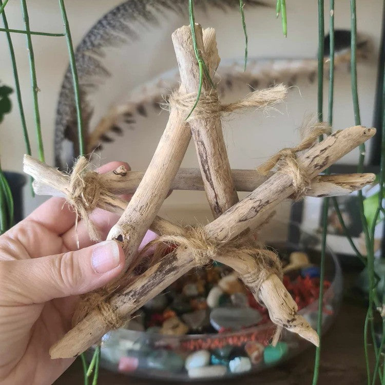 Wiccan Pentagram Made From Natural Wood & String