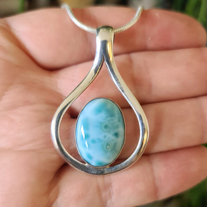 Larimar Pendant & Snake Chain