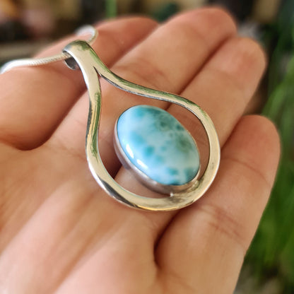 Larimar Pendant & Snake Chain