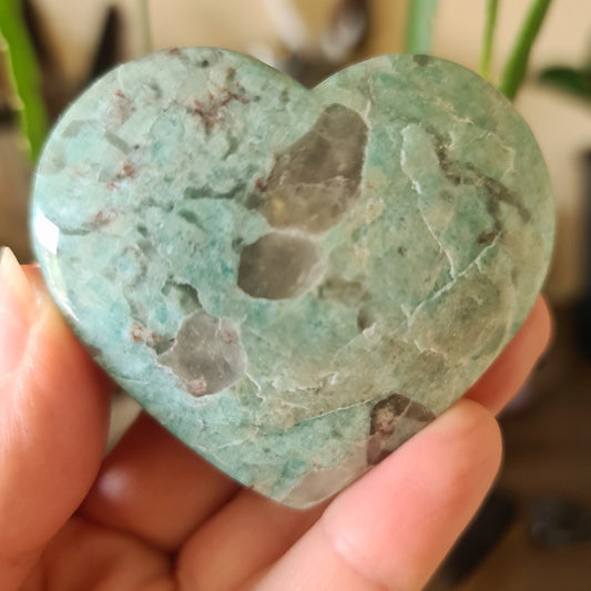 Amazonite & Smoky Quartz Heart