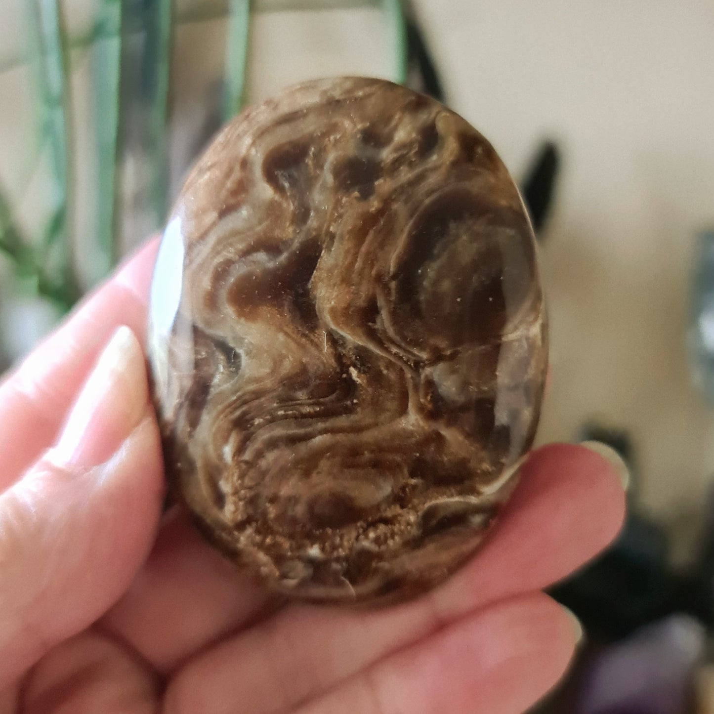 Chocolate Calcite Palm Stone