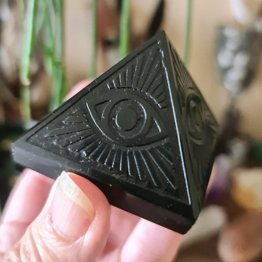 Black Obsidian Eye Pyramid
