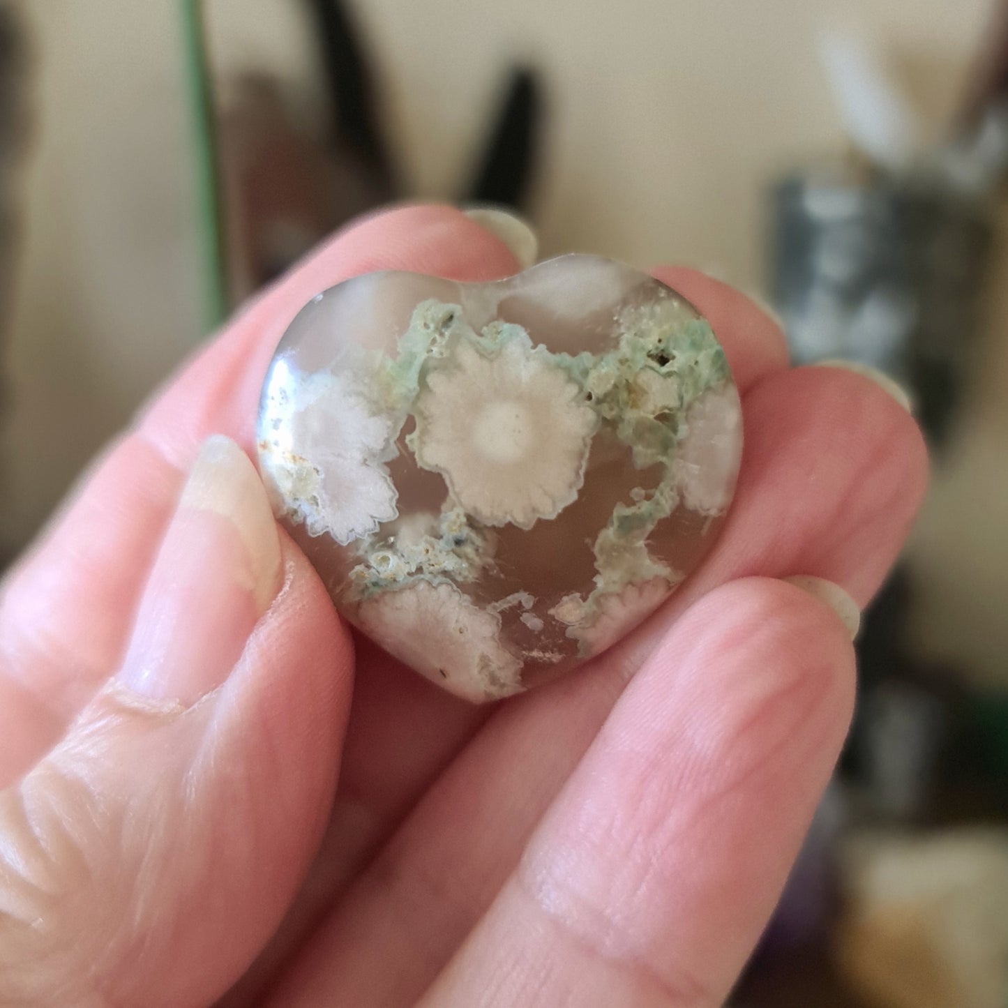 Flower Agate Heart - Small