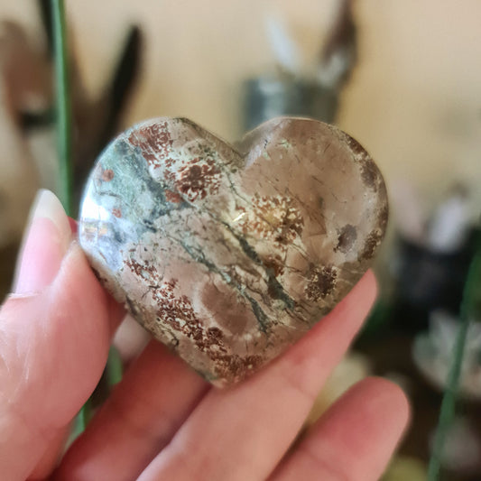 Russian Flower Agate Heart