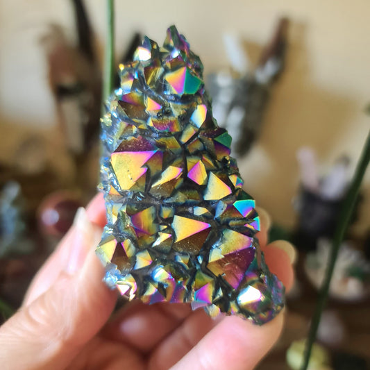 Titanium Aura Quartz Cluster